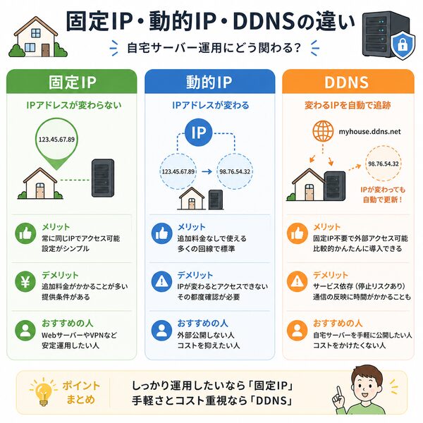 固定IP・動的IP・DDNSの違い