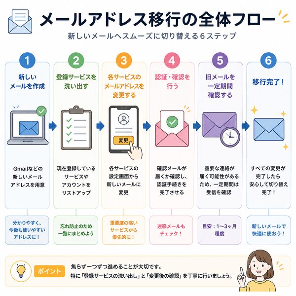 メールアドレス移行の全体フロー