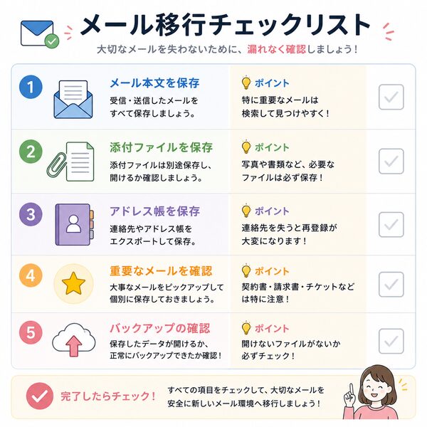 メール移行チェックリスト