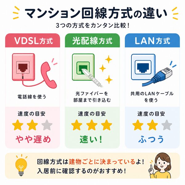 マンション回線方式の違い