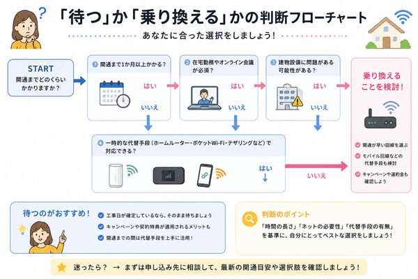 「待つ」か「乗り換える」かの判断フローチャート