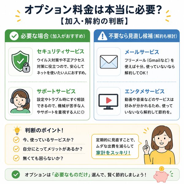 オプション料金は本当に必要?【加入・解約の判断】