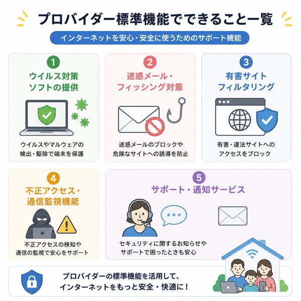 プロバイダー標準機能でできること一覧