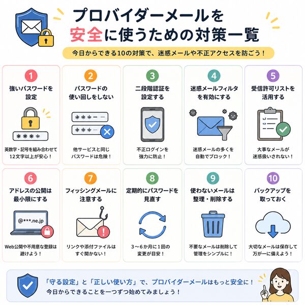 プロバイダーメールを安全に使うための対策一覧