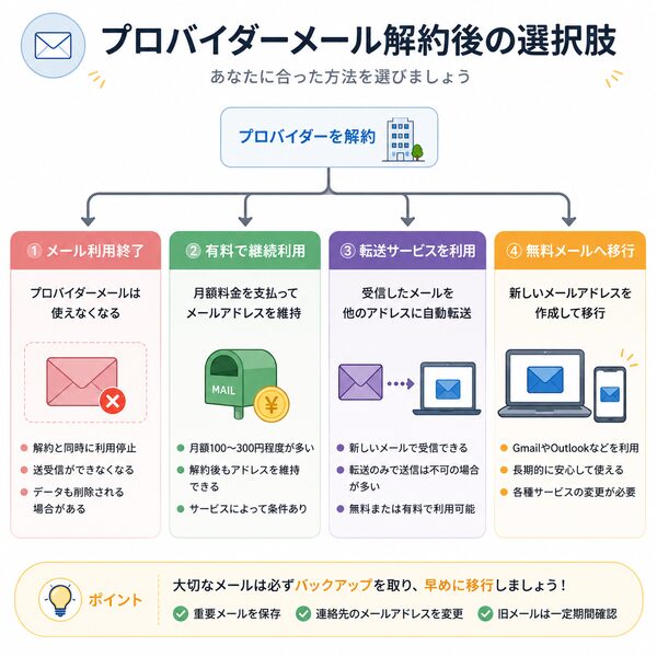 プロバイダーメール解約後の選択肢