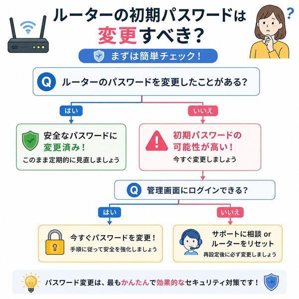 ルーターの初期パスワードは変更すべき？セキュリティ診断フロー