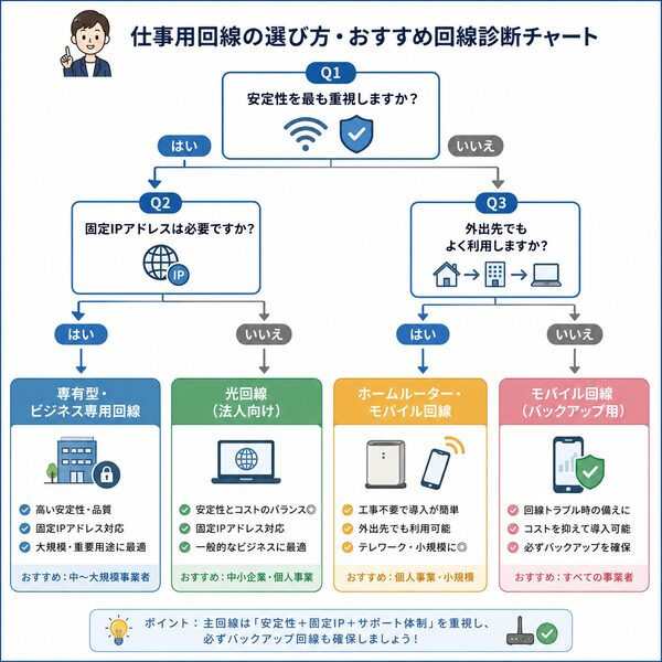 仕事用回線の選び方・おすすめ回線診断フローチャート