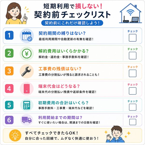短期利用で損しない契約前チェックリスト