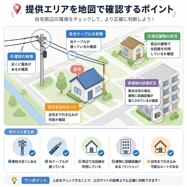 提供エリアを地図で確認するポイント