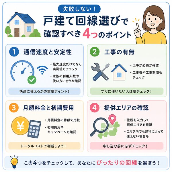 戸建て回線選びで確認すべき4つのポイント