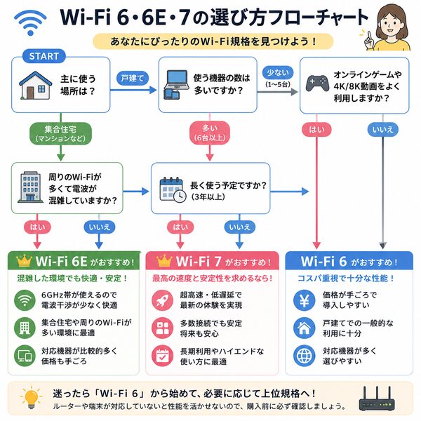 Wi-Fi 6・6E・7の選び方フローチャート
