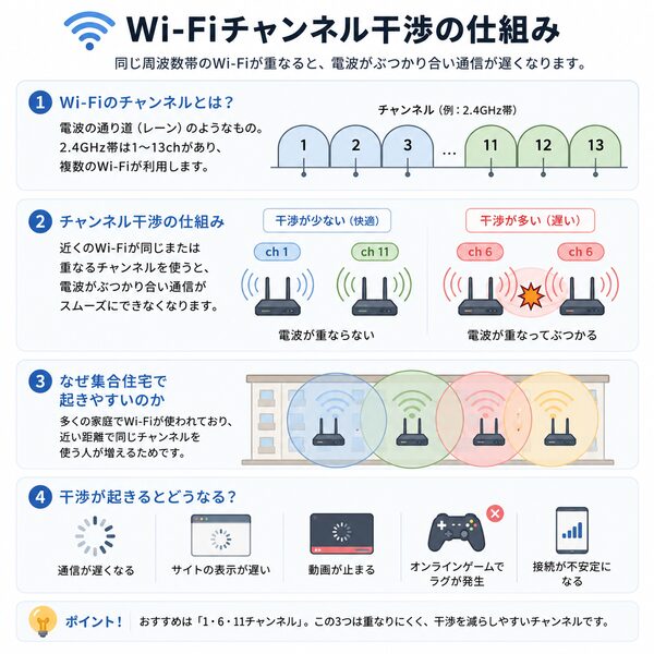 Wi-Fiチャンネル干渉の仕組み