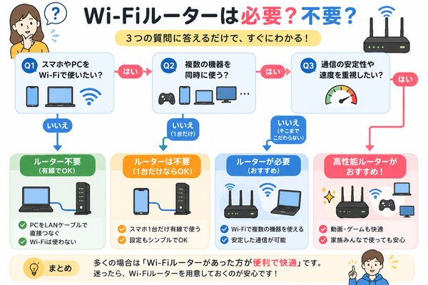 Wi-Fiルーターは必要?不要?判断フローチャート