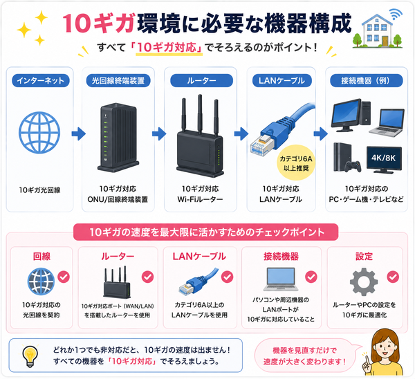 10ギガ環境に必要な機器構成図