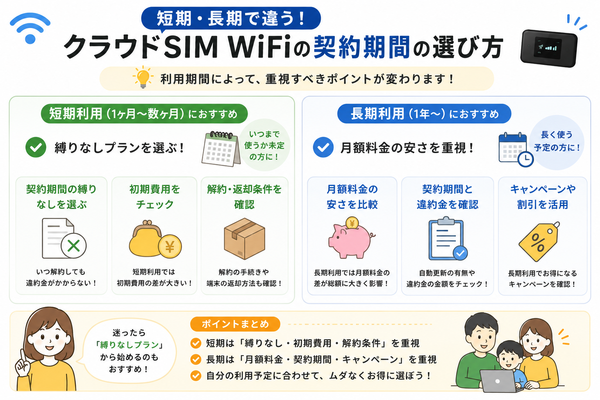 短期・長期で違う!クラウドSIM WiFiの契約期間の選び方