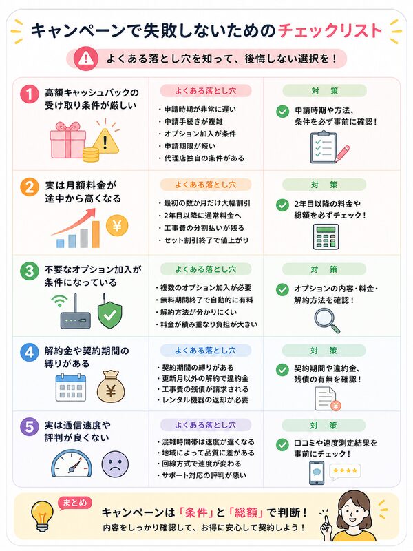 キャンペーンで失敗しないためのチェックリスト（危険な落とし穴早見表）
