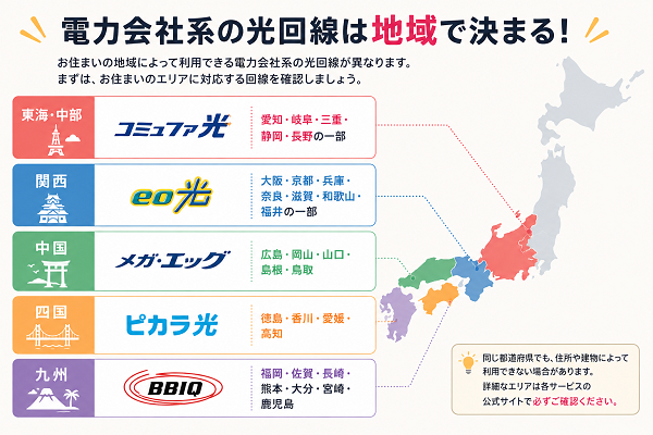 電力会社系の光回線は地域で決まる!