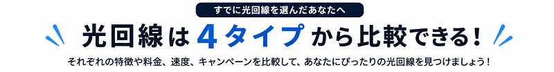 光回線は４タイプから比較できる