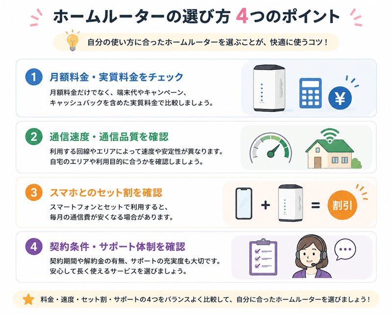 ホームルーターの選び方4つのポイント