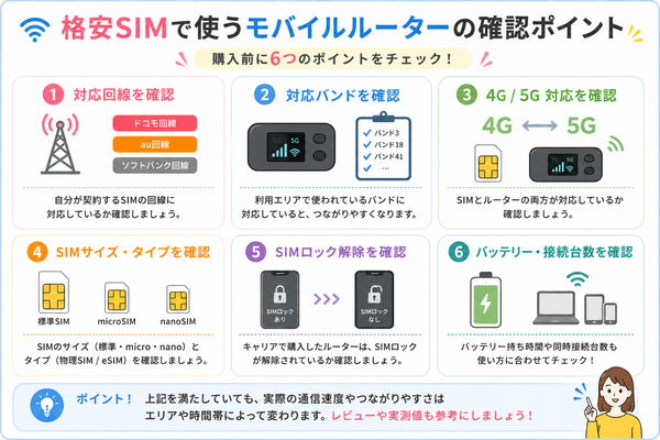 格安SIMで使うモバイルルーターの確認ポイント