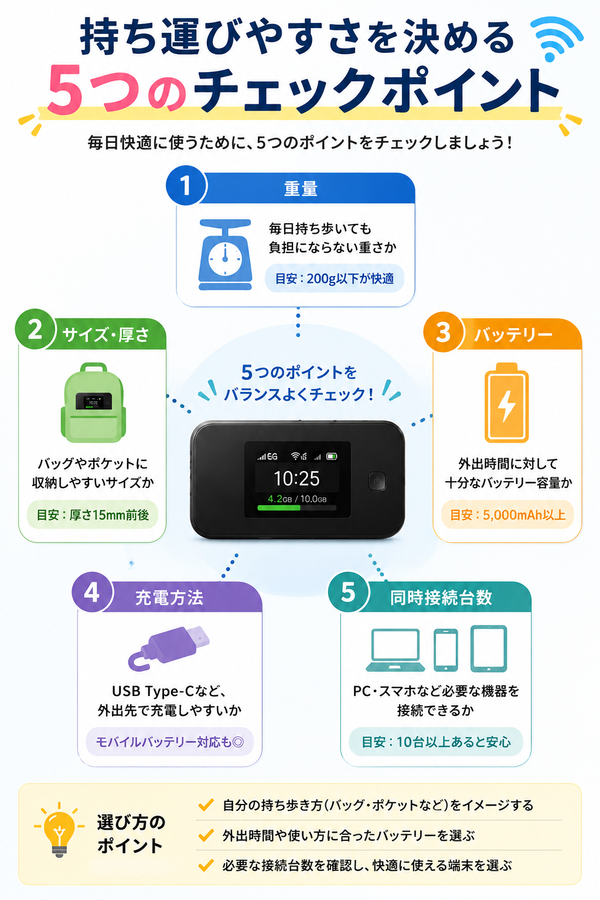 持ち運びやすさを決める5つのチェックポイント