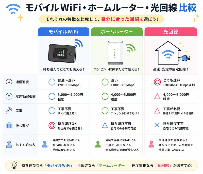 モバイルWiFi・ホームルーター・光回線比較