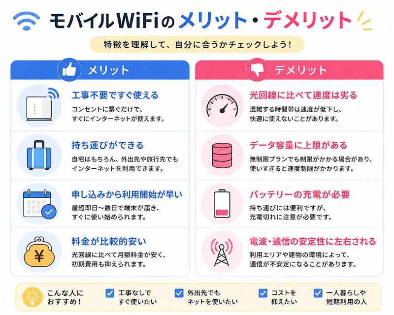 モバイルWiFiのメリット・デメリット