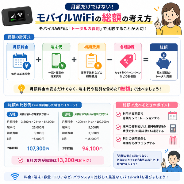 月額だけではない!モバイルWiFiの総額の考え方