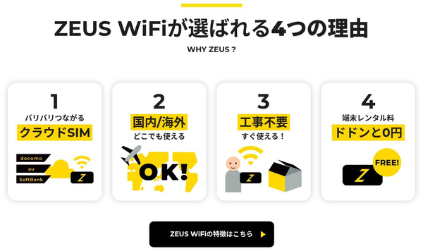 ZEUS WiFiの海外利用プラン